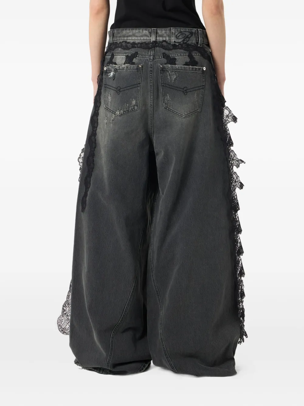 Blumarine Gerafelde jeans Grijs