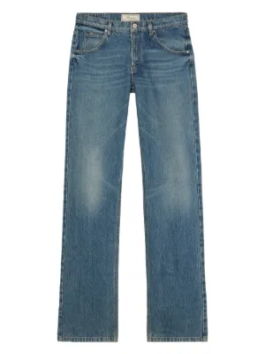 Miu Miu logo-embroidered Flared Jeans | Blue | FARFETCH