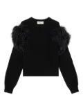 Blumarine feather-embellished knitted sweater - Black