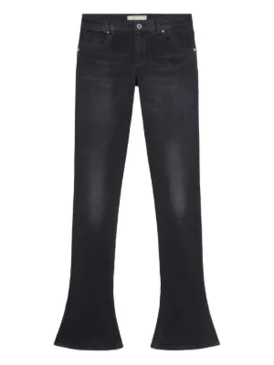 デニム・ジーパン BLUMARINE Woman Jeans Black 2J186A M9905 Blumarine ruffle-trim straight-leg Jeans | Black | FARFETCH