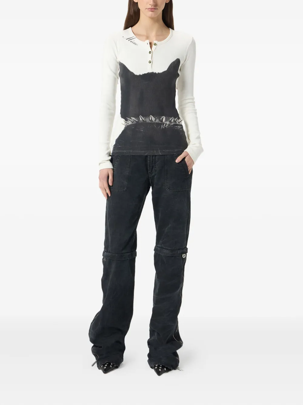 Blumarine Broek met ritsdetail - Zwart