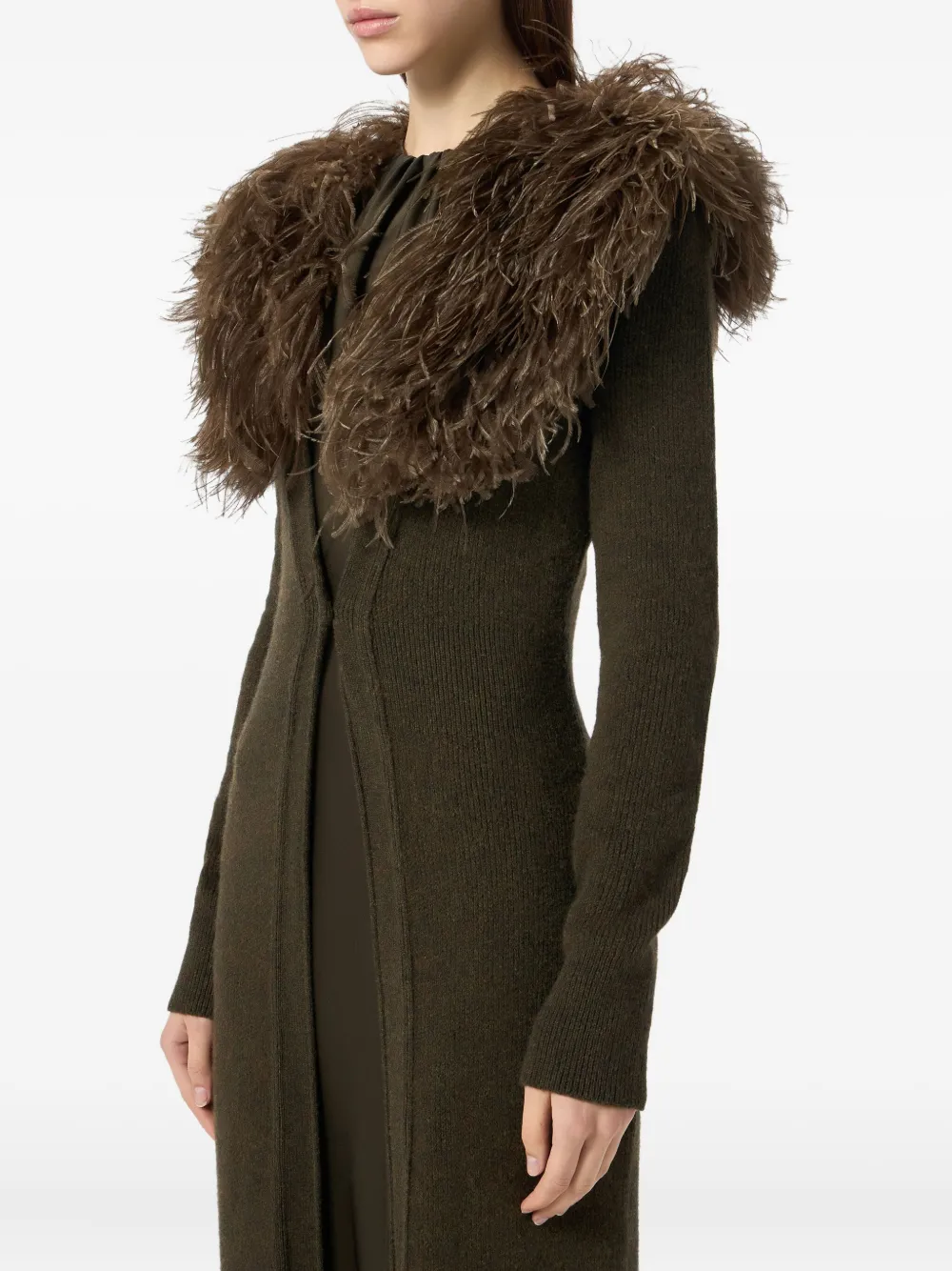 Blumarine Lang vest verfraaid met veren Groen