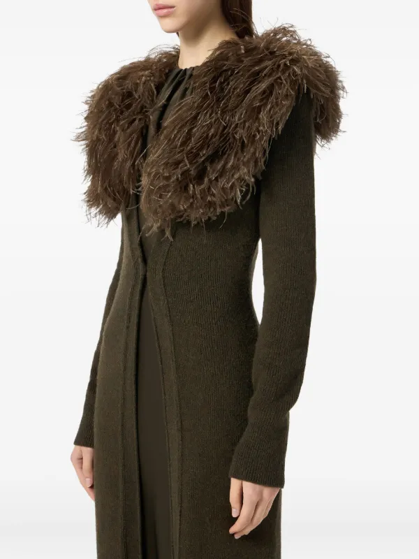 Blumarine feather-embellished Long Cardigan | Green | FARFETCH