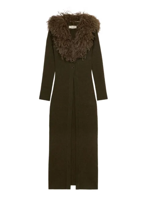 Blumarine feather-embellished long cardigan