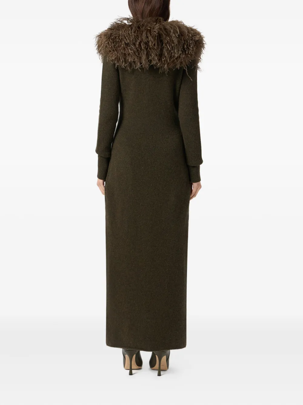 Blumarine Lang vest verfraaid met veren Groen