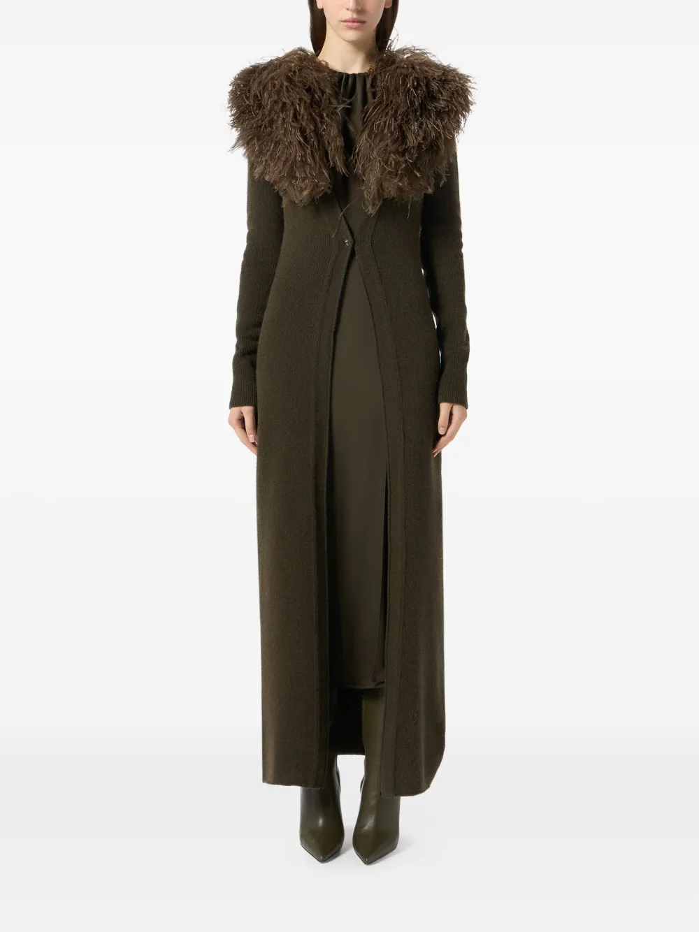 Blumarine Lang vest verfraaid met veren Groen