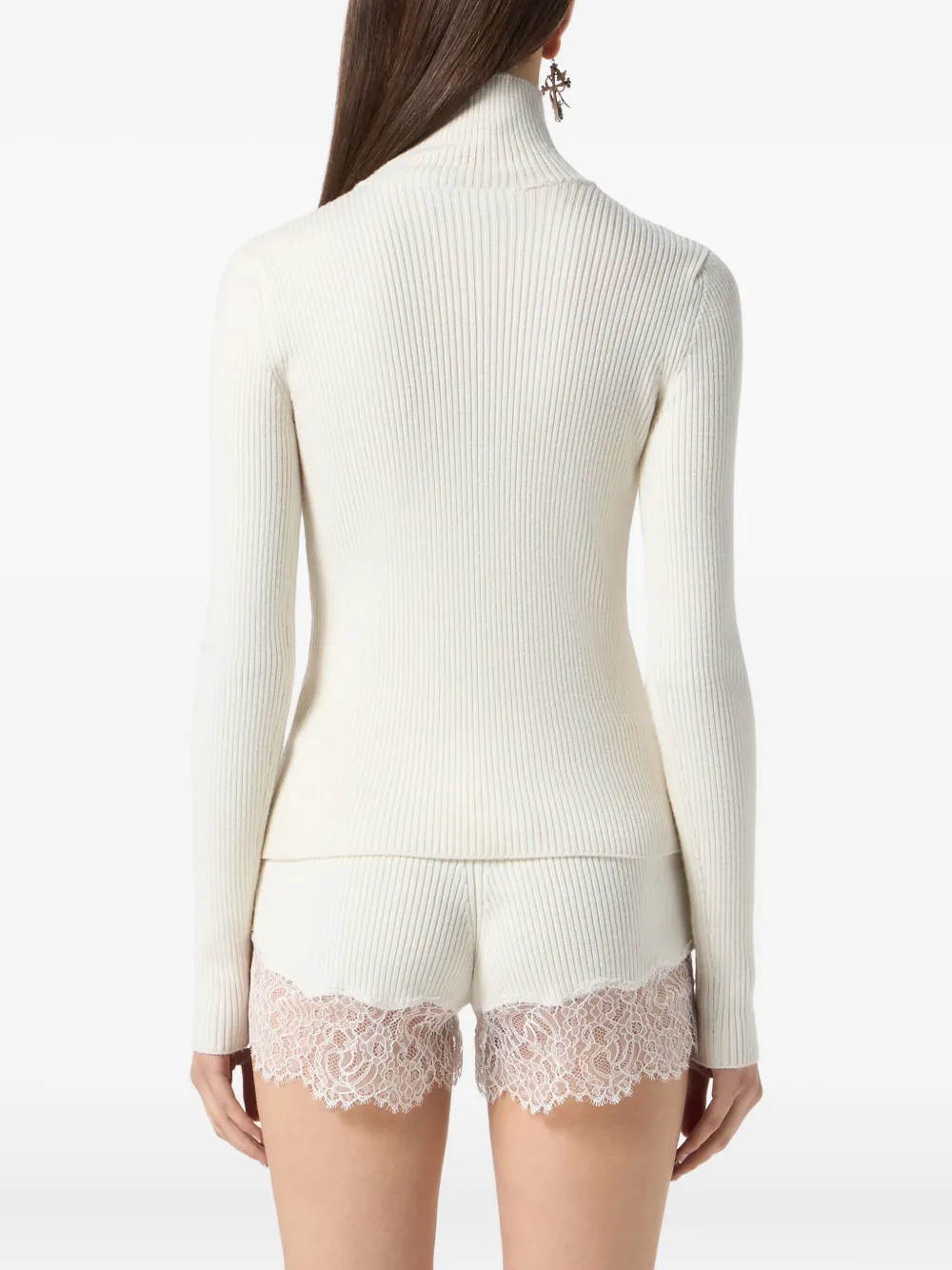 Blumarine Coltrui met geborduurd kant Wit