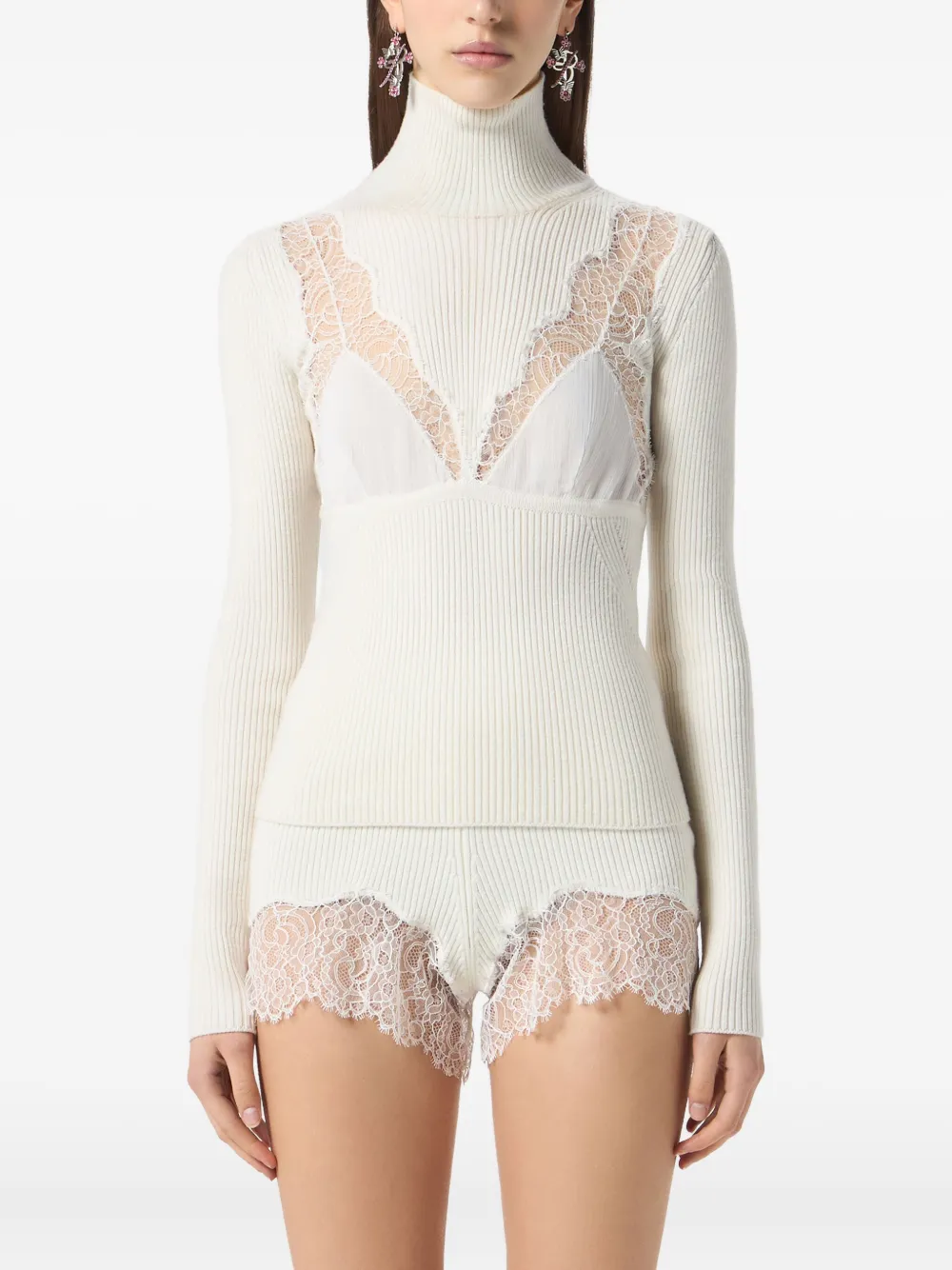 Blumarine Coltrui met geborduurd kant Wit
