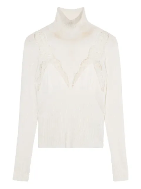 Blumarine Suéter gola alta com renda bordada