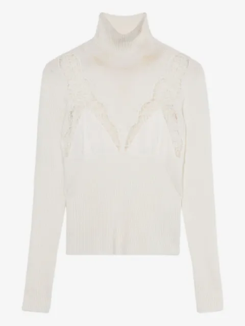 Blumarine lace-embroidered turtleneck jumper