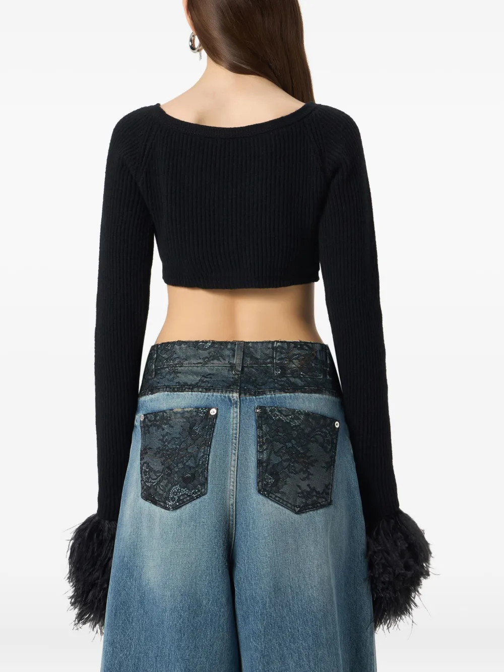 Blumarine Geribbeld vest Zwart