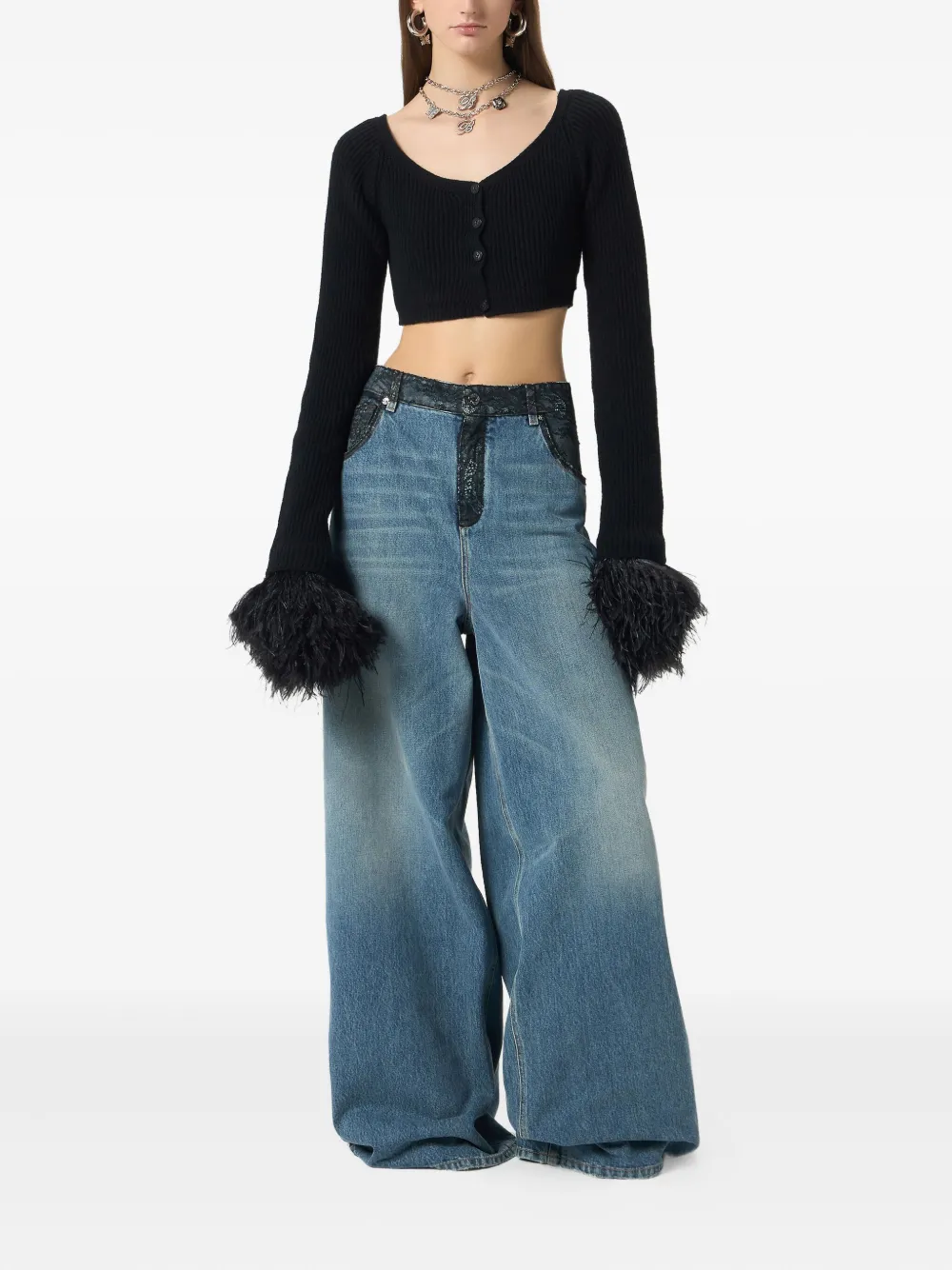 Blumarine ribbed cropped cardigan | Cardigans | Image 2