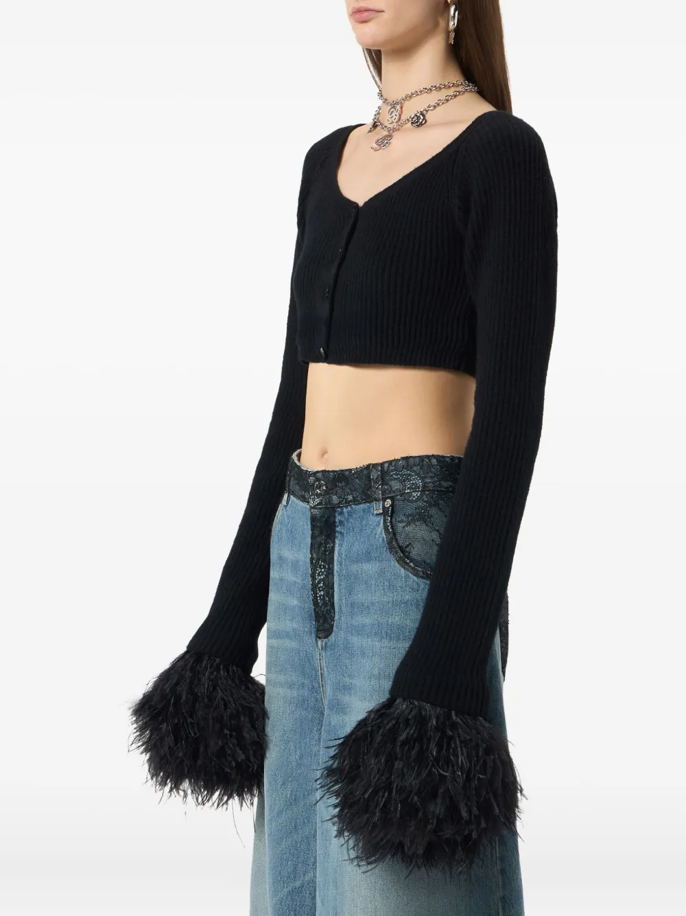 Blumarine Geribbeld vest Zwart