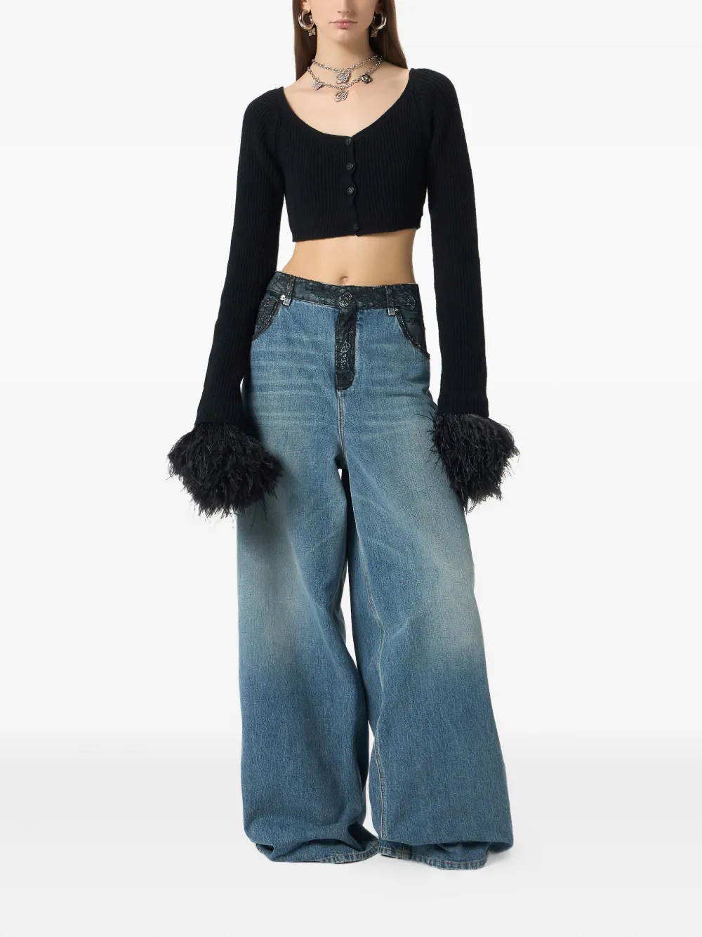 Blumarine lace-trim jeans | Wide-Leg Jeans | Image 2