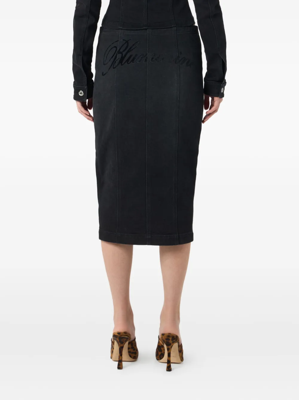 Blumarine Spijkerrok met logoprint Zwart