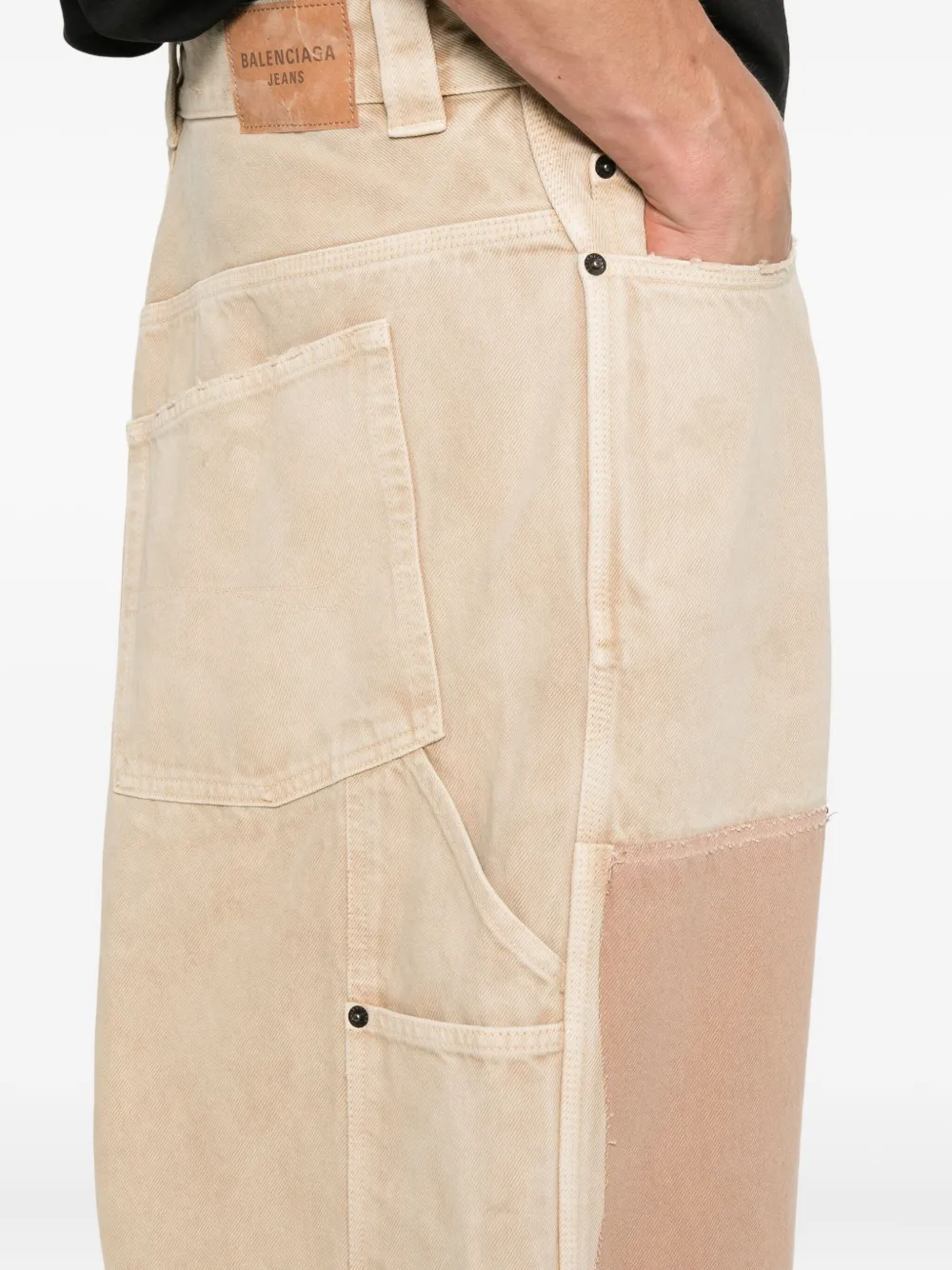 Balenciaga Ripped Off katoenen broek met vlakken Beige