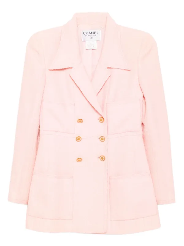 CHANEL Pre-Owned 1996 Tweed double-breasted Jacket Pink