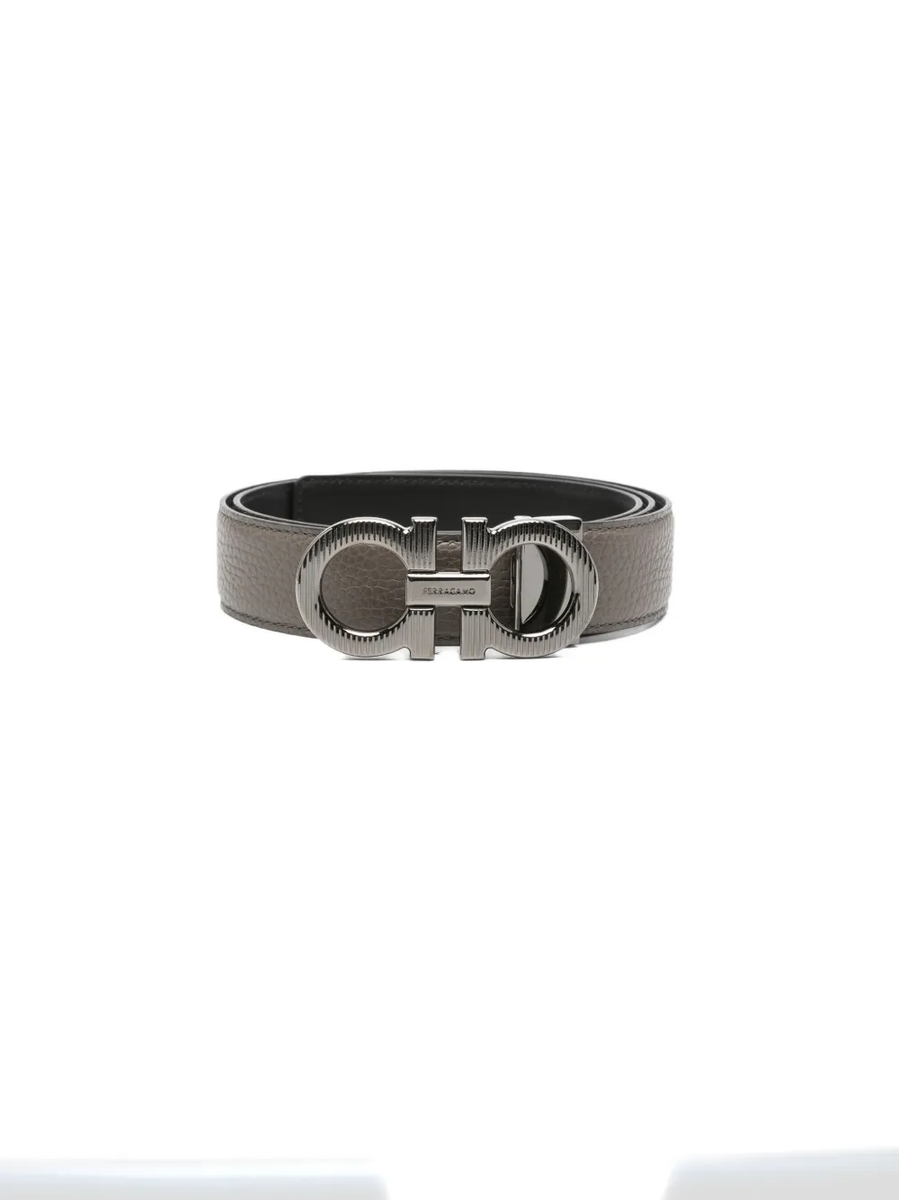 Ferragamo Gancini buckle leather belt - Grigio