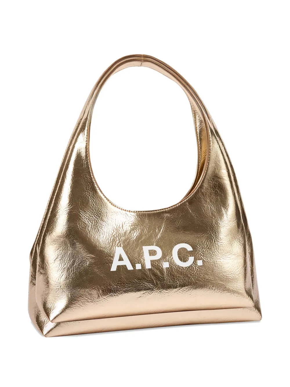A.P.C. Ninon kleine metallic schoudertas met logo Goud