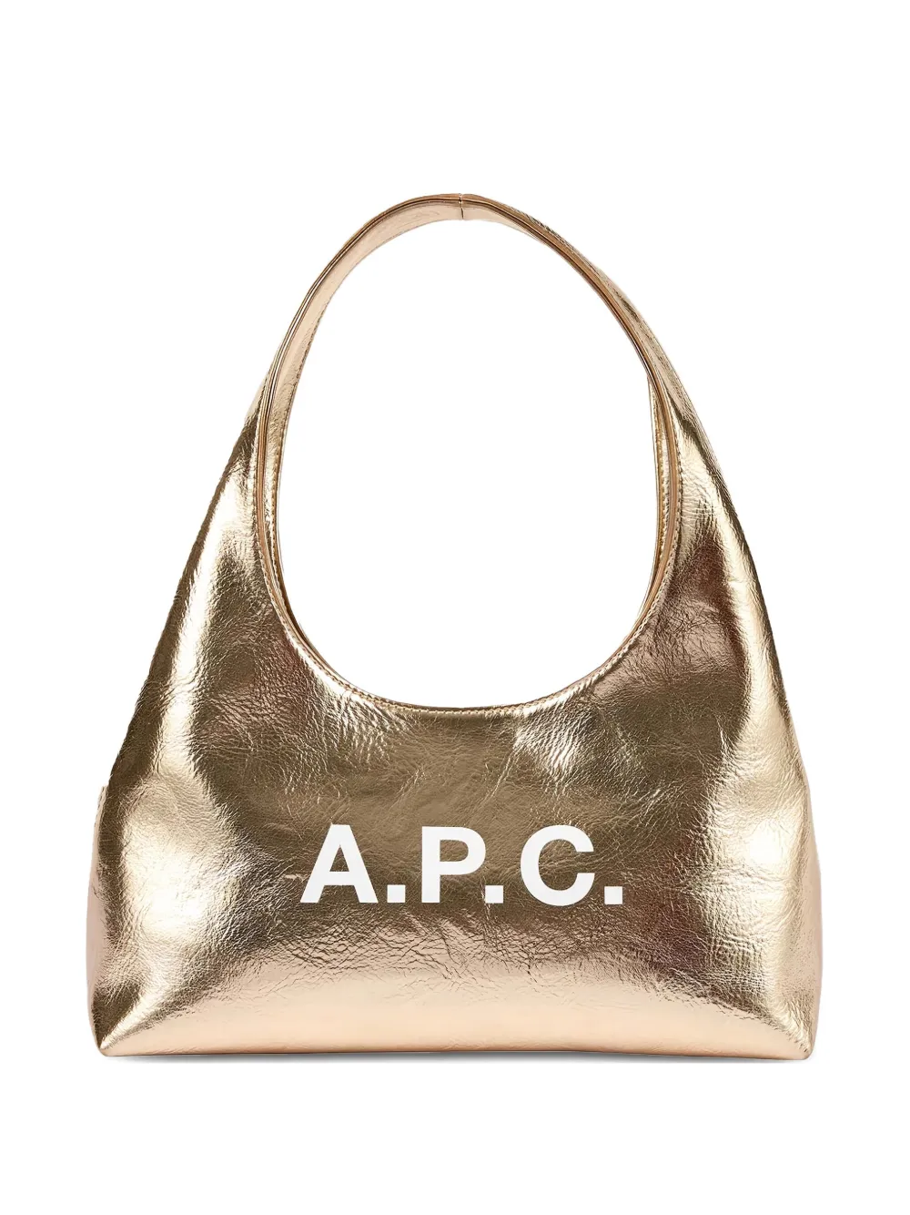 A.P.C. Ninon kleine metallic schoudertas met logo Goud