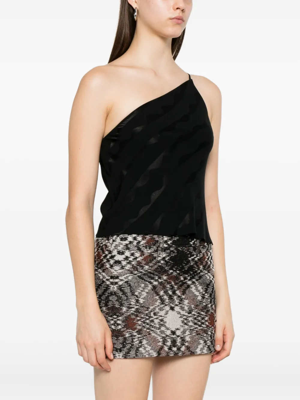 Rixo Asymmetrische top met patroon Zwart