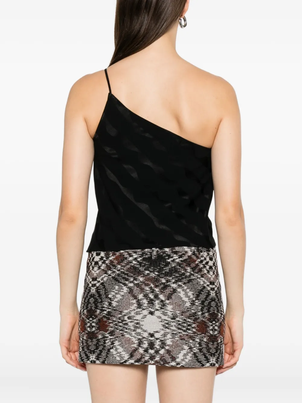Rixo Asymmetrische top met patroon Zwart