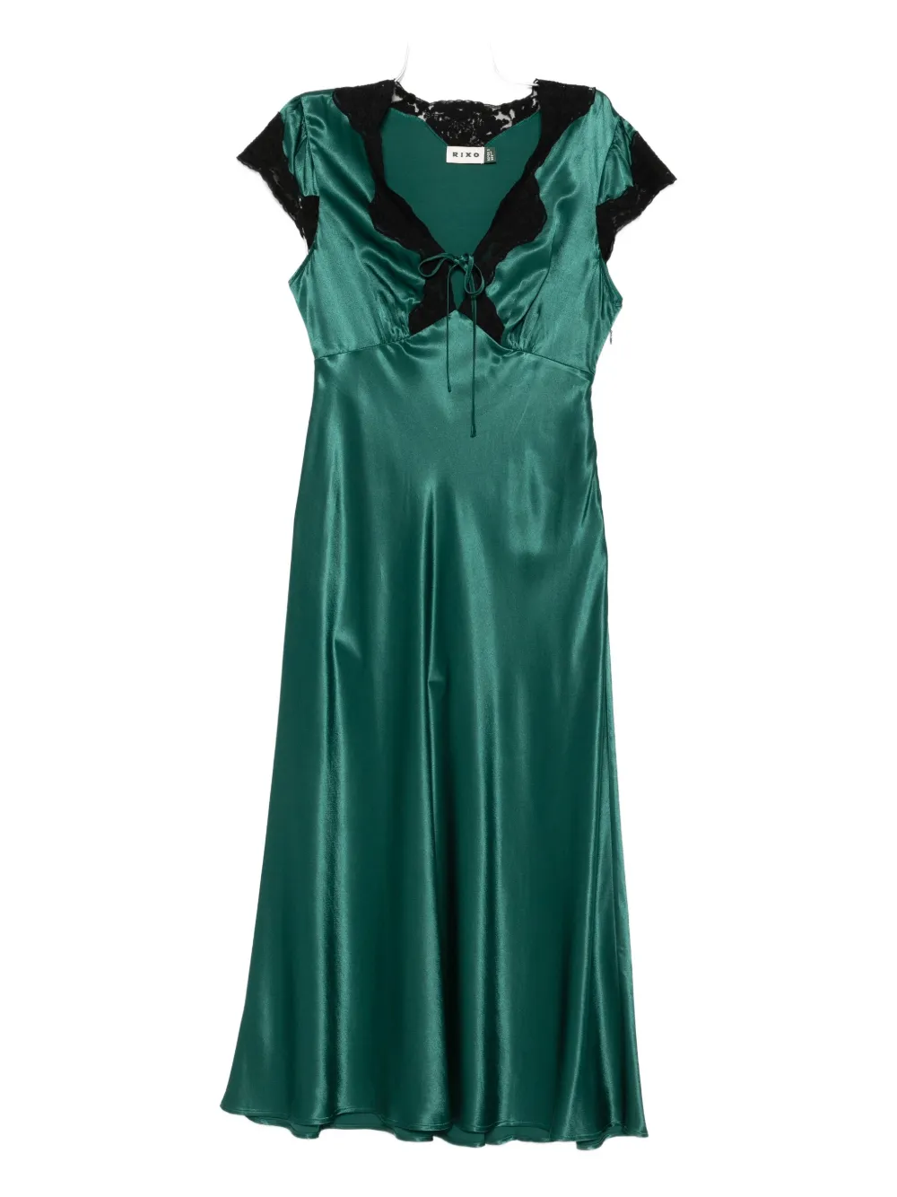Rixo Amari lace-trimmed satin dress Groen