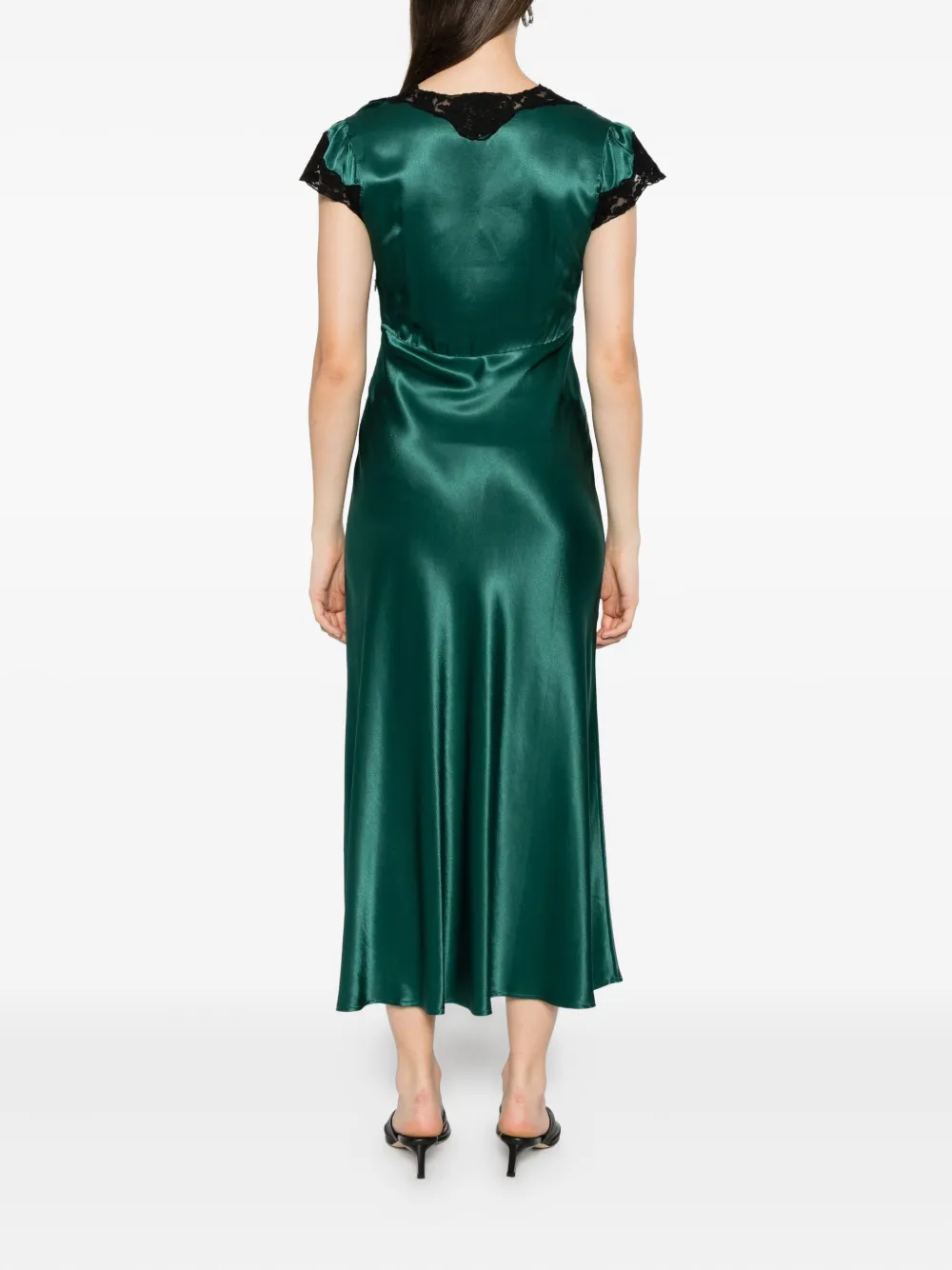 Rixo Amari lace-trimmed satin dress Groen