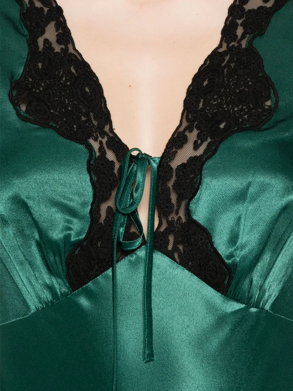 Rixo Amari lace-trimmed satin dress Groen