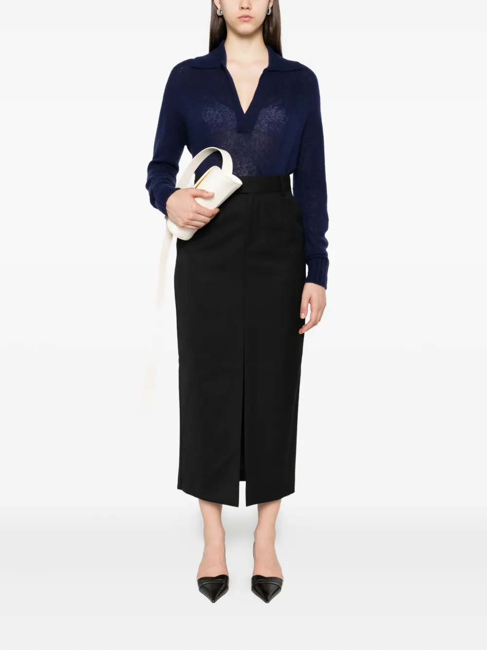 TOM FORD V-neck cashmere-silk blend sweater Blauw