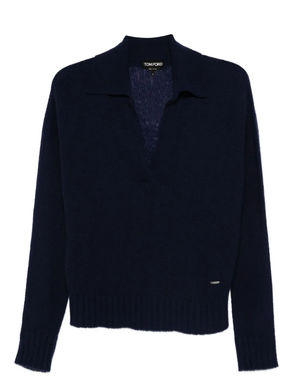 TOM FORD V-neck cashmere-silk blend sweater Blauw