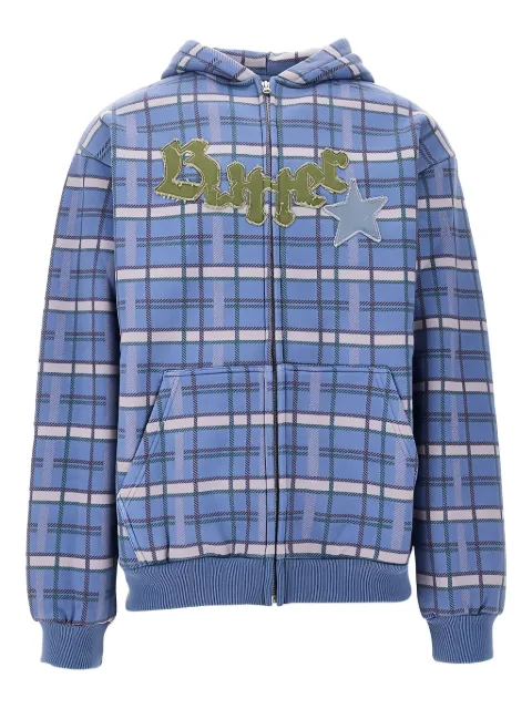 BUTTER GOODS checked-pattern zip-up hoodie