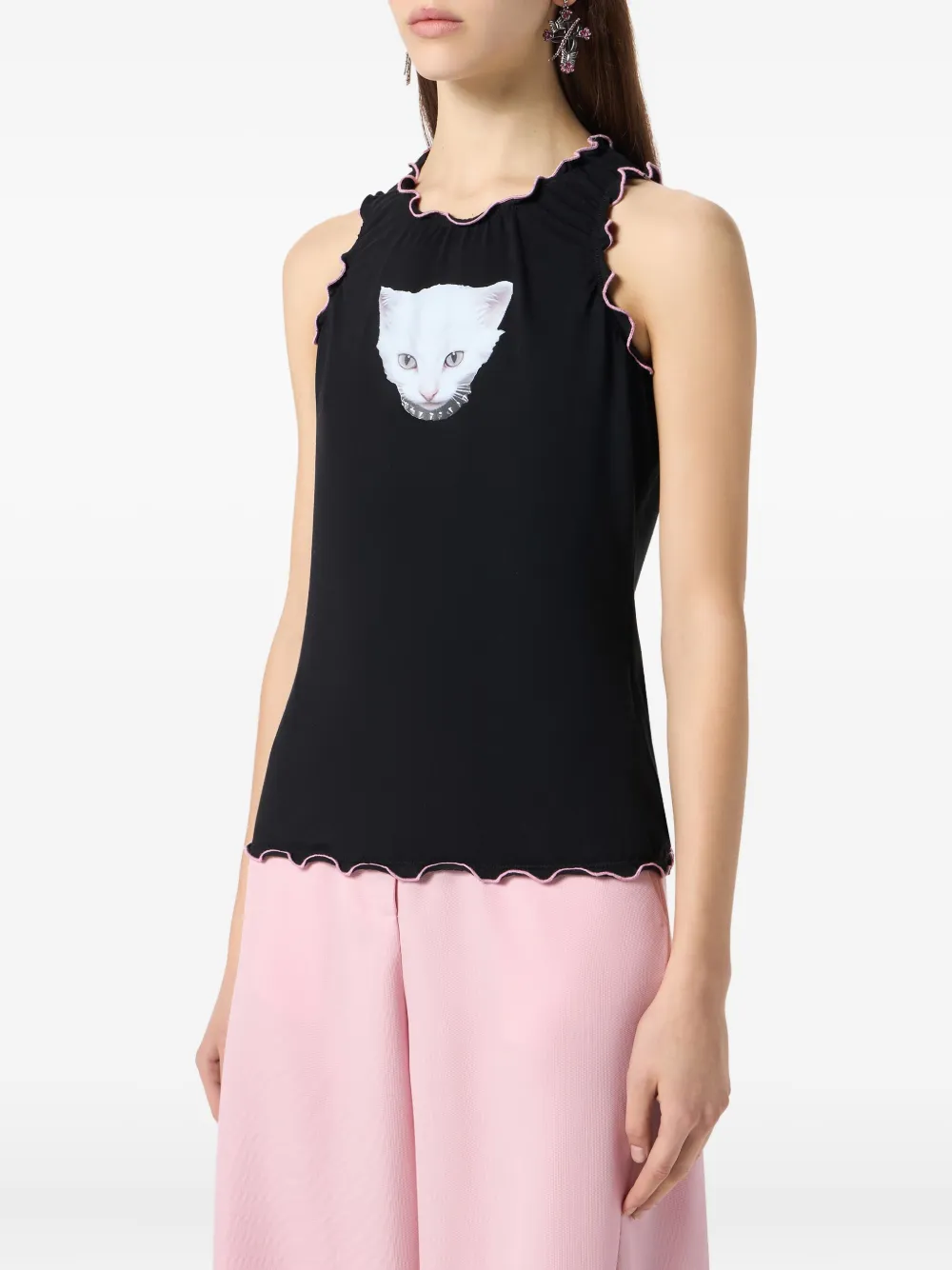 Blumarine Mouwloze top met gewelfde rand Zwart