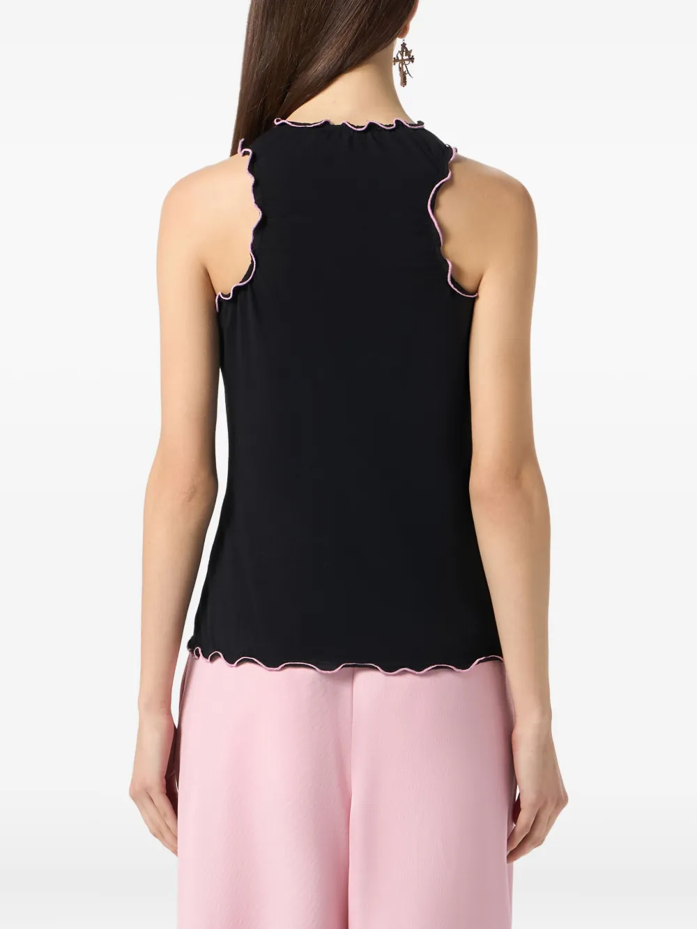 Blumarine Mouwloze top met gewelfde rand Zwart