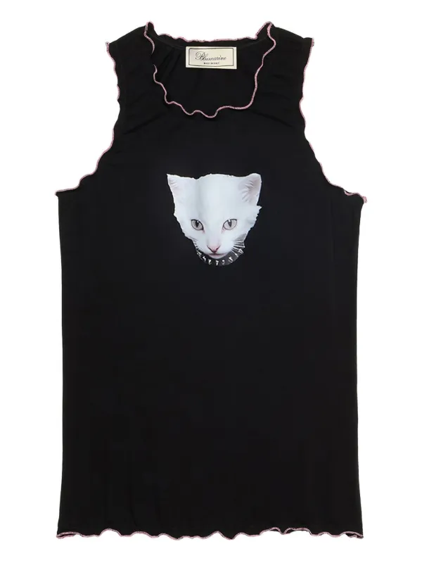 Blumarine スカラップエッジ ノースリーブトップ | ブラック | FARFETCH JP