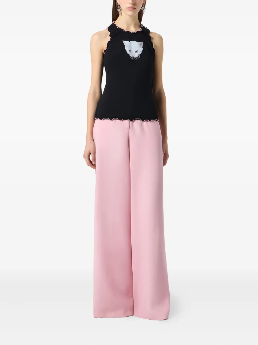 Blumarine Mouwloze top met gewelfde rand Zwart