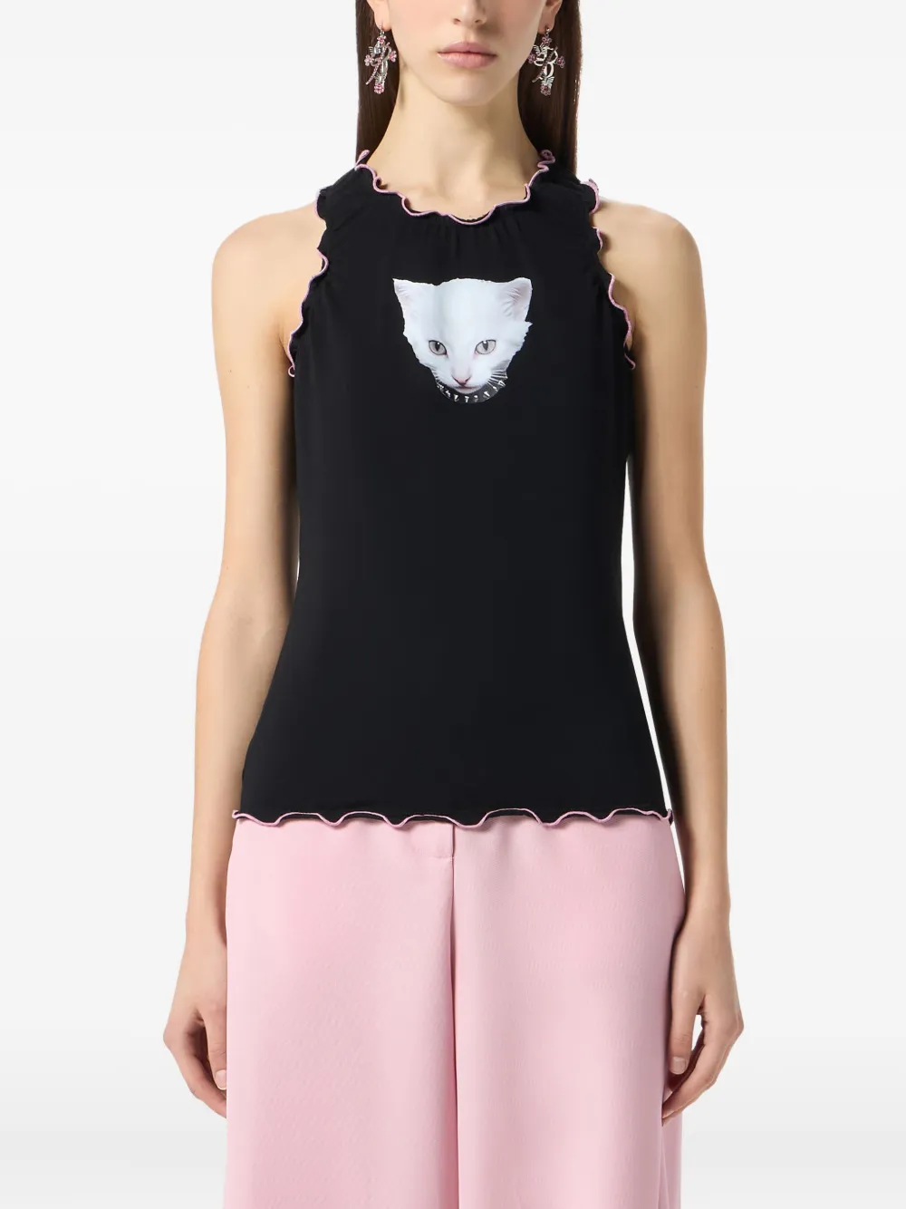 Blumarine Mouwloze top met gewelfde rand Zwart