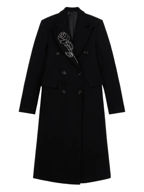 Blumarine double-breasted floral-embroidered coat