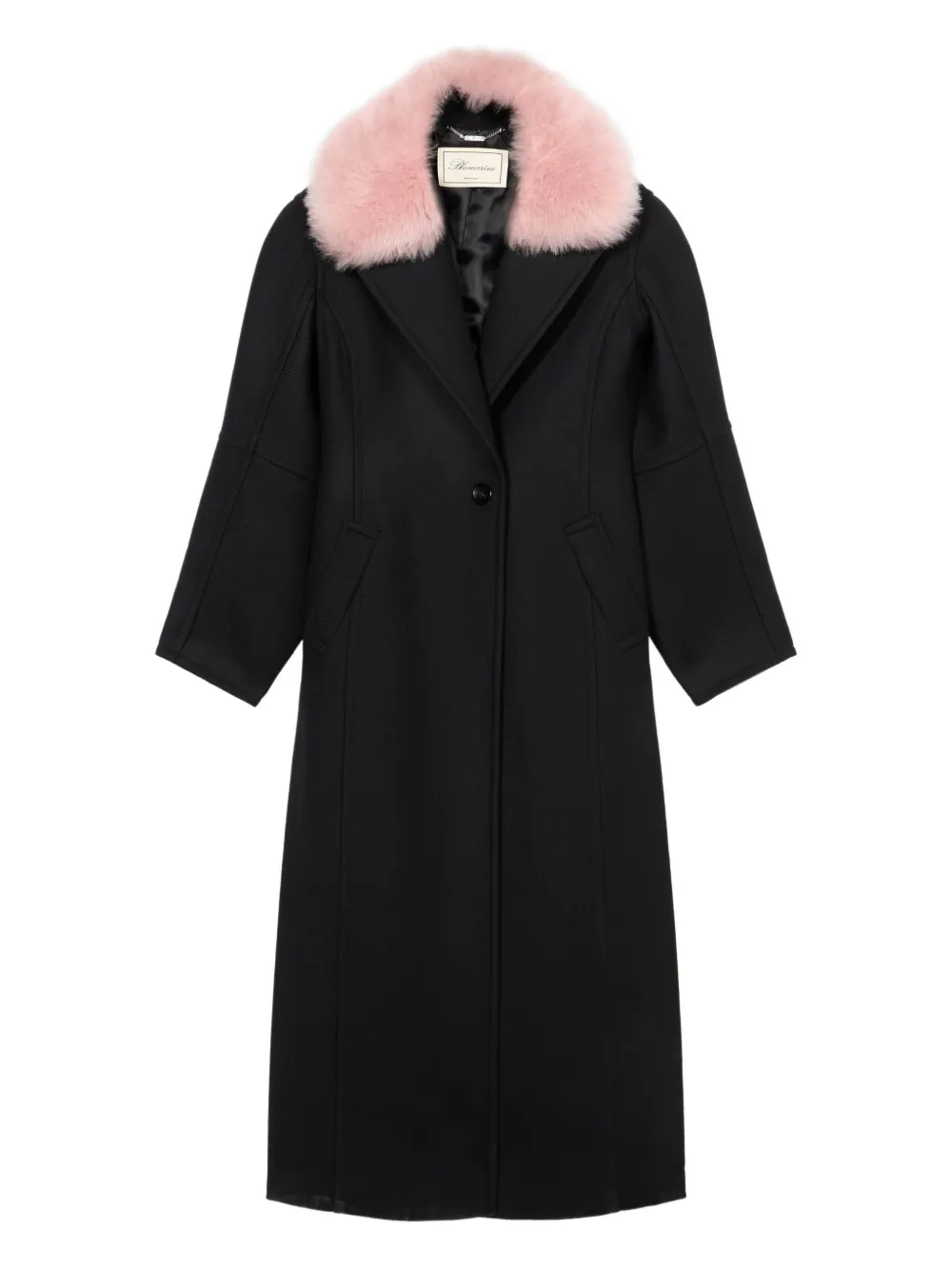 Blumarine Double-breasted Faux Fur Coat In Black