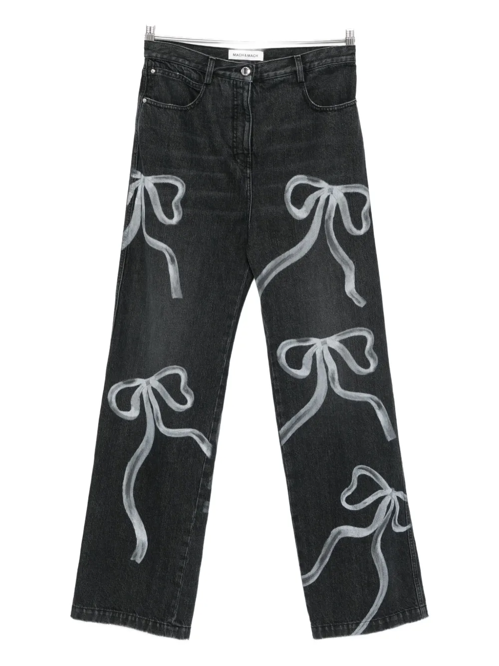 Mach&mach Bow-print Jeans In Black