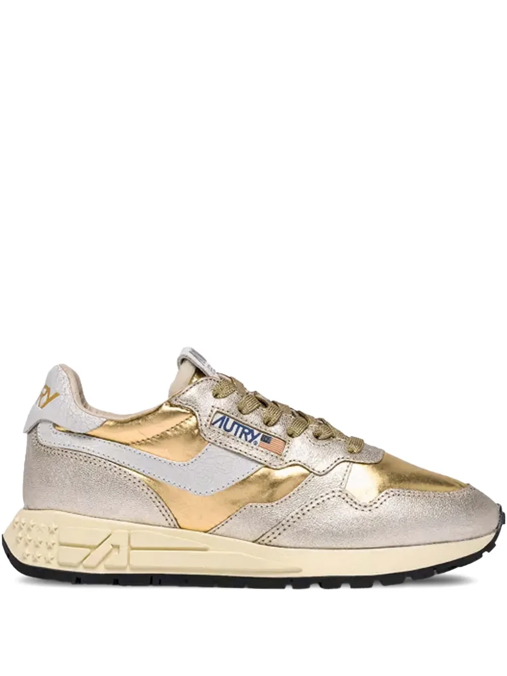 Autry Reelwind Low metallic leather sneakers Gold
