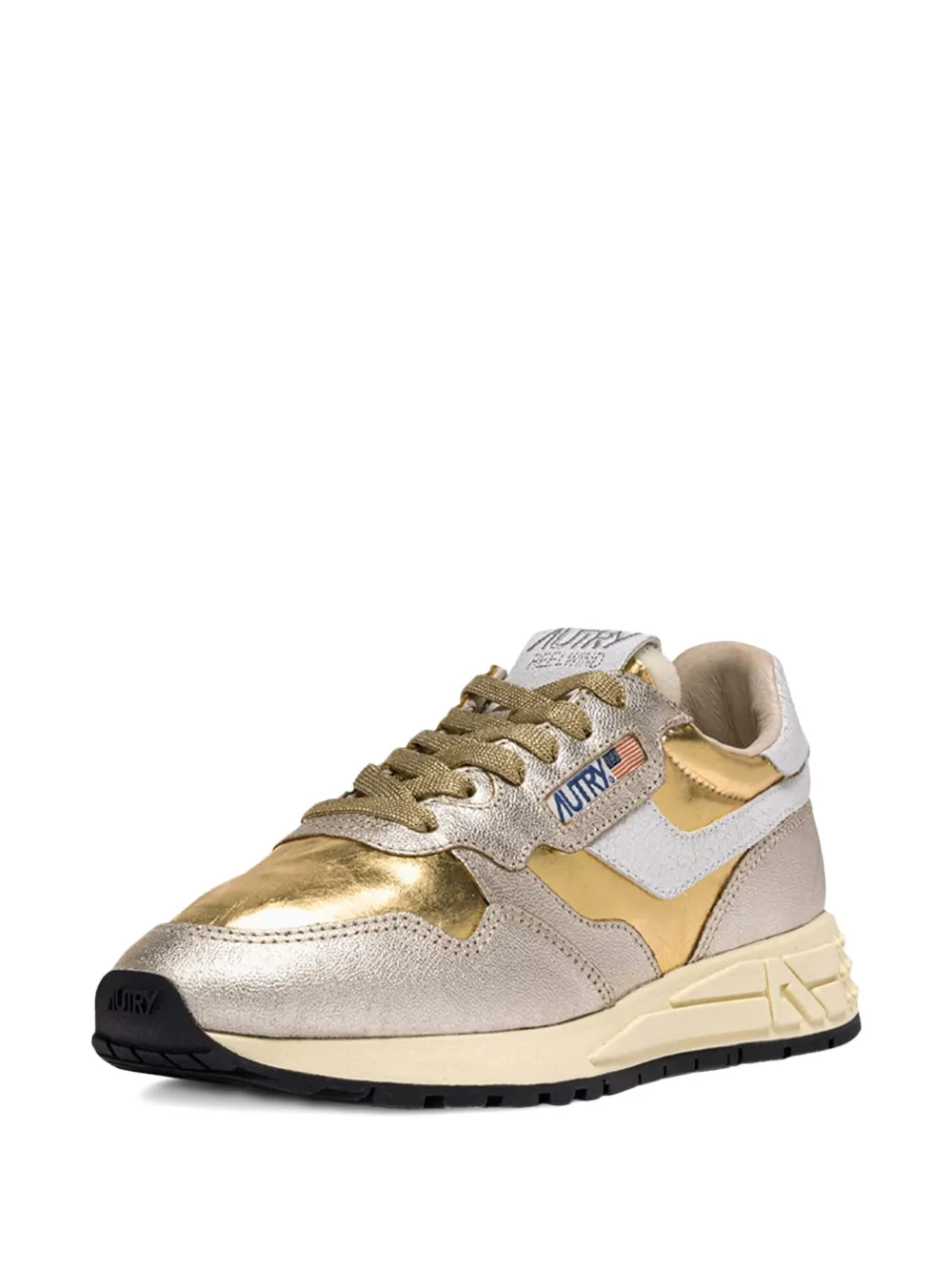 Autry Reelwind Low metallic leather sneakers Gold