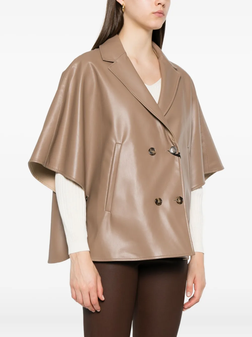 Max Mara double-breasted cape Bruin