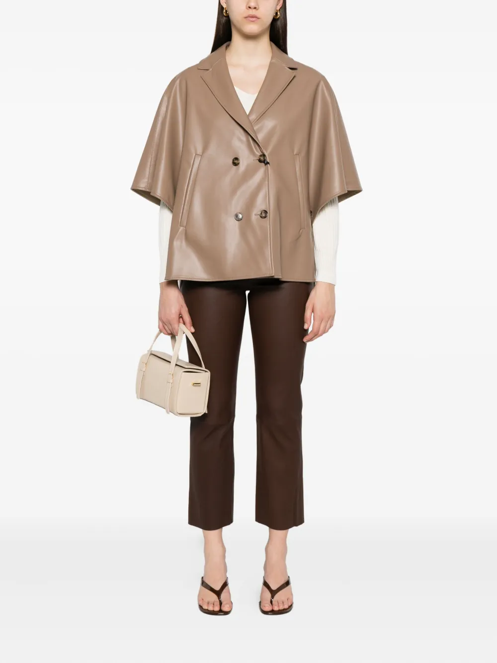 Max Mara double-breasted cape Bruin