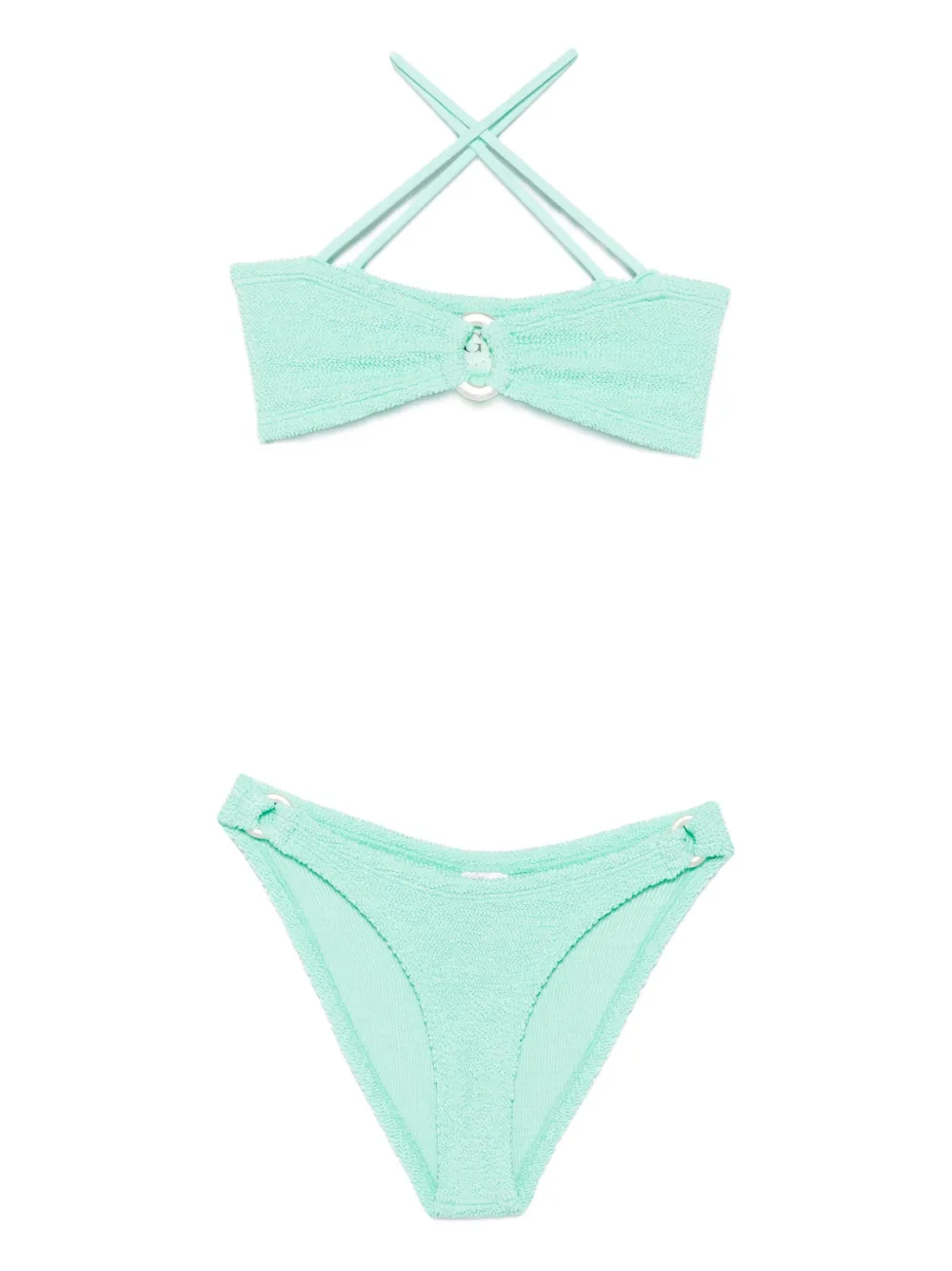 Hunza G Misty crinkle metallic bikini | Green | Image 1