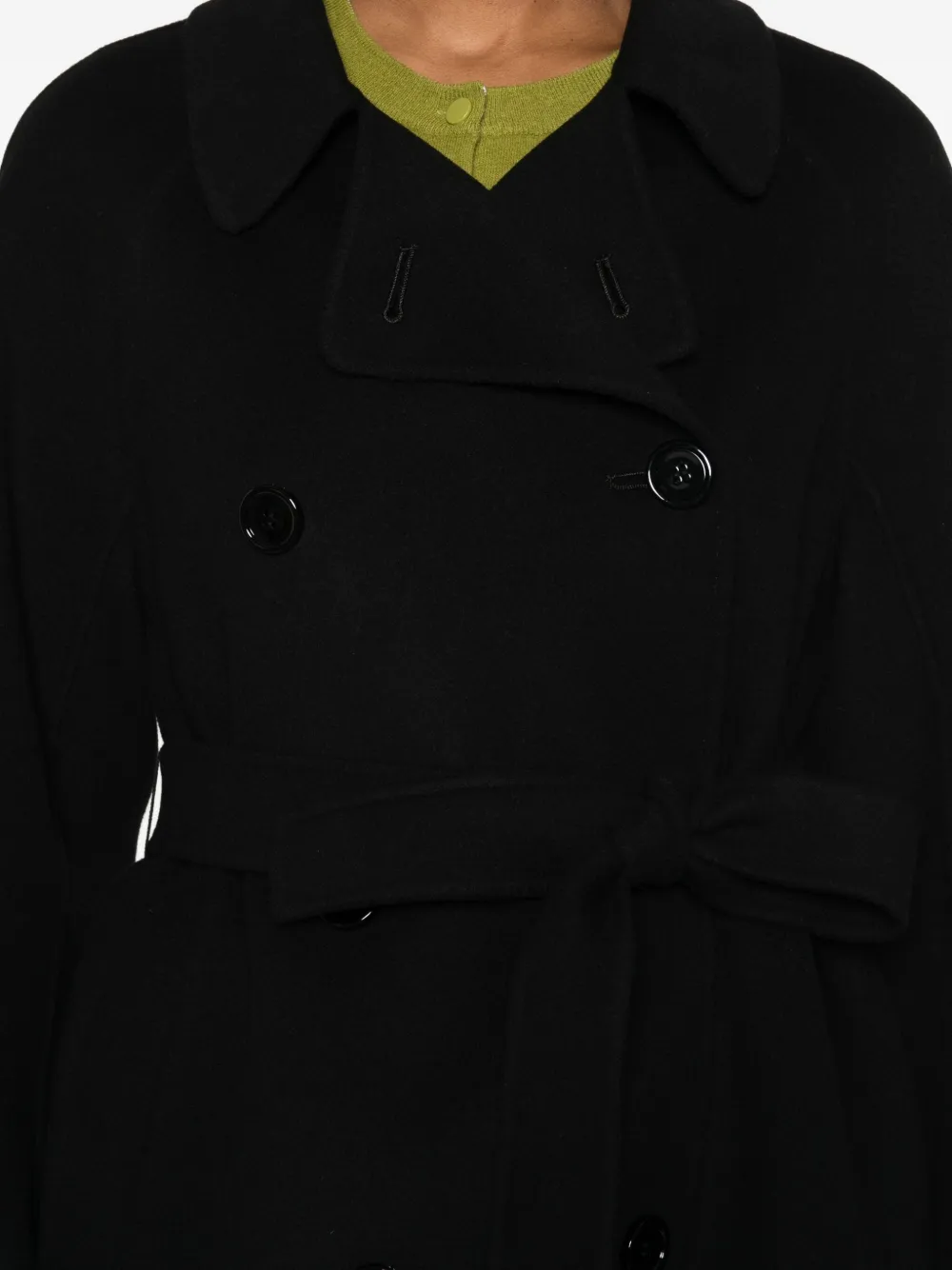 'S Max Mara Louis sailorjas met ceintuur en dubbele rij knopen Zwart