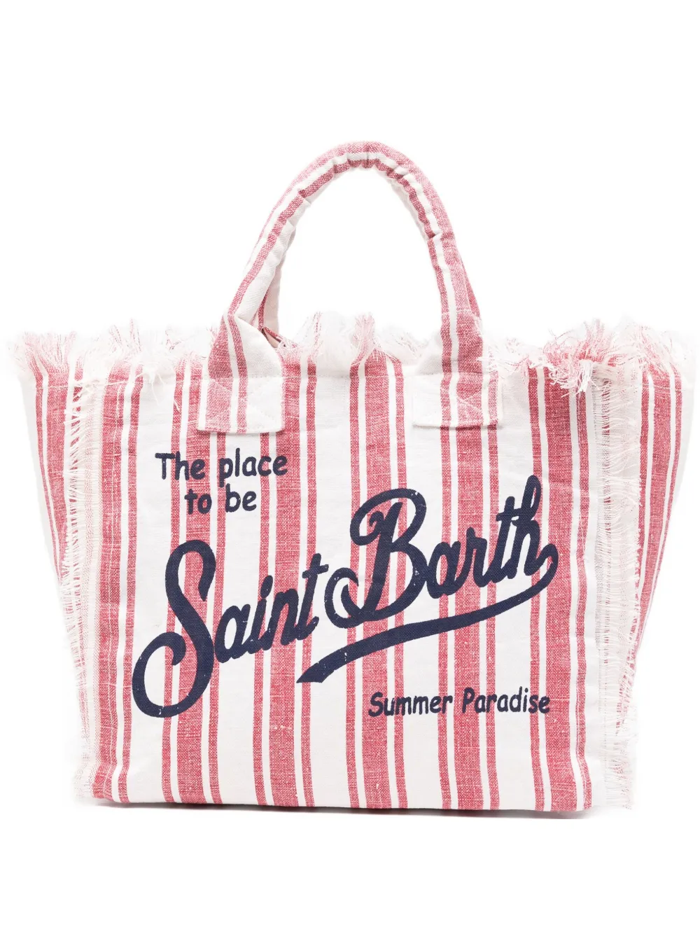MC2 Saint Barth Vanity striped frayed tote bag Beige
