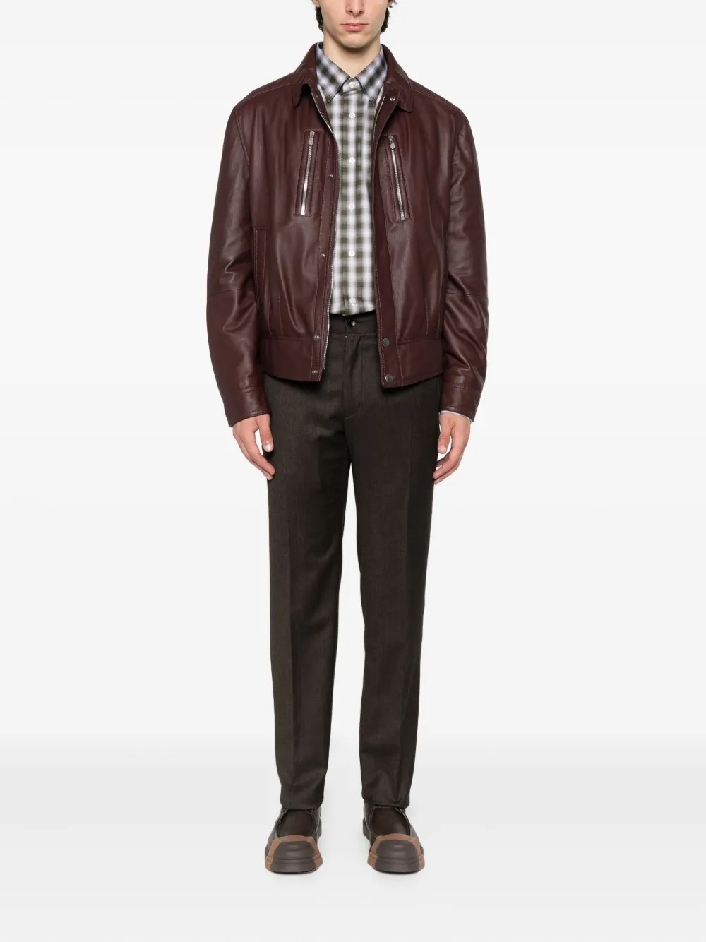 Kiton Broek met elastische taille - Bruin