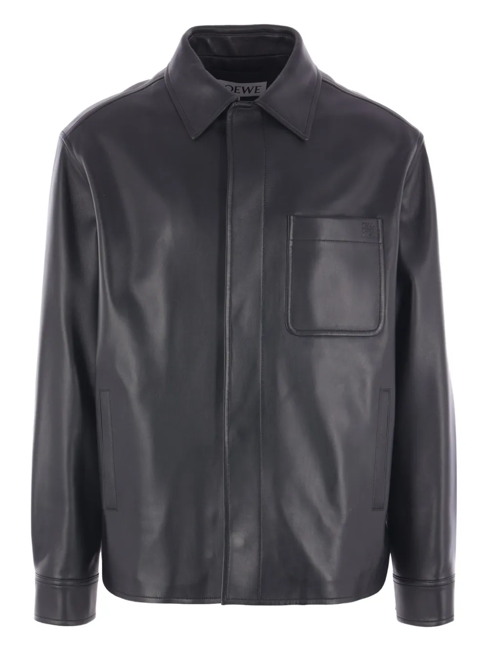 LOEWE Leren shirtjack Zwart