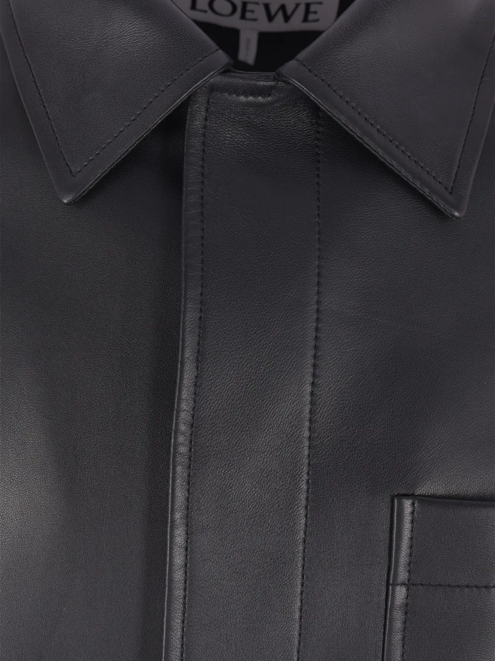 LOEWE Leren shirtjack Zwart